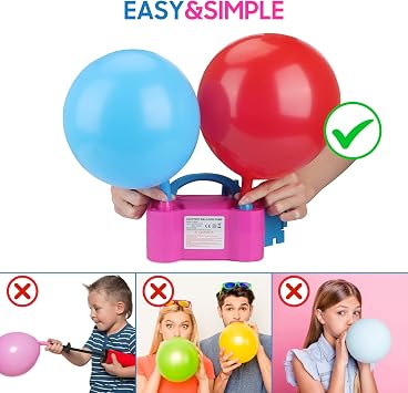 OWill Electric Balloon Pump UK,Portable Balloon Pump with Dual Nozzle Balloon Inflator (AC220-240V 600W),Balloon Machine for Fast Easy Bulk Balloons Filling