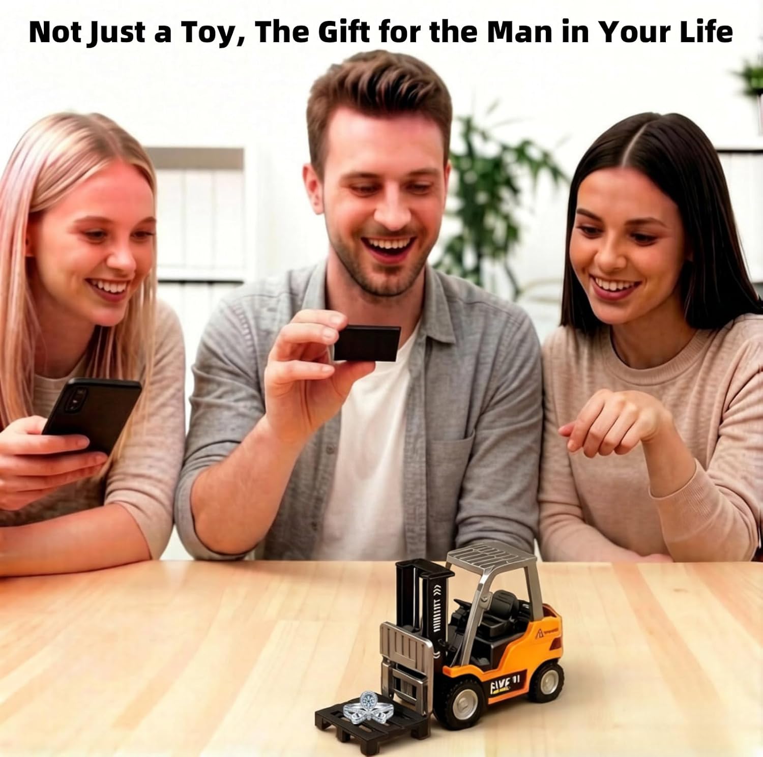 mini RC Forklift Toy - 1:64 Alloy Remote Control Crane with Liftable Forks,STEM Educational Construction Vehicle for Kids Age 6-12,Christmas Birthday Gift(mini Forklift)