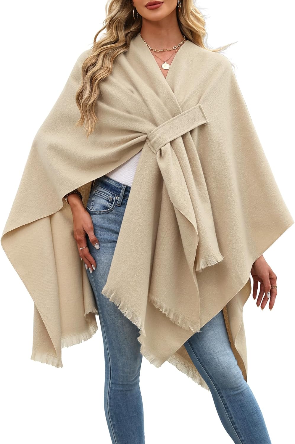ELLEVEN Womens Shawl Wraps – Cozy Open Front Poncho Scarf, Soft Cardigan Cape Fashion Blanket Gifts