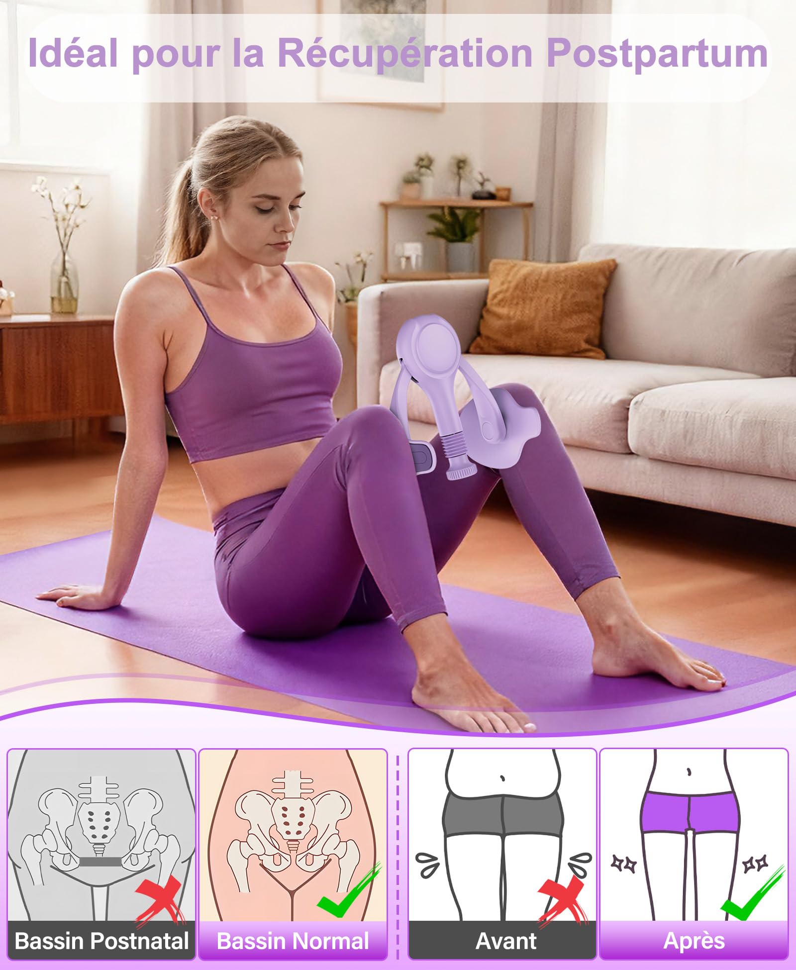 Élastique Musculation Fessier Appareil Jambes et Cuisses Booty Pulse Hip Trainer Kegel Thigh Master Appareil Musculation Femme Homme Fitness Maison