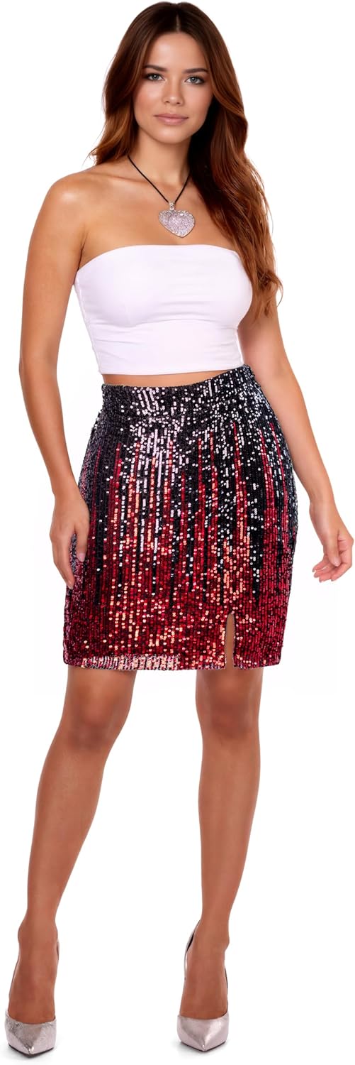 Sequin Skirt Sparkly High Waisted Stretchy Bodycon Mini Skirts Party Night Out Clubwear for Women - Image 6