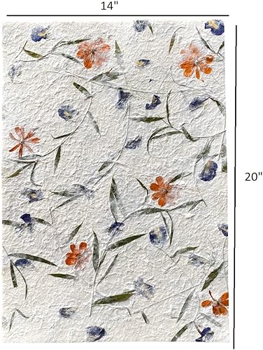 Vista 3 de Flores naturales gruesas hechas a mano, hojas de papel de morera, hojas grandes de 20 x 14 pulgadas, tarjeta de manualidades para manualidades