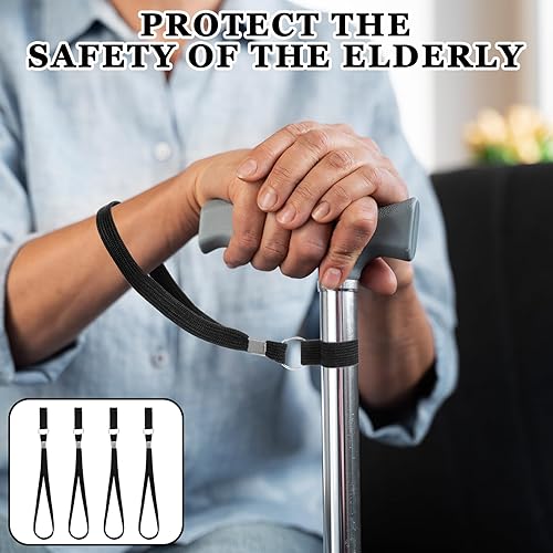 Miniatura 6 de 4 Pack Walking Cane Wrist Straps, Adjustable Crutch Strap Leash with Elastic Loop, Universal Fit for Canes Crutches Walkers Trekking Poles, Seniors