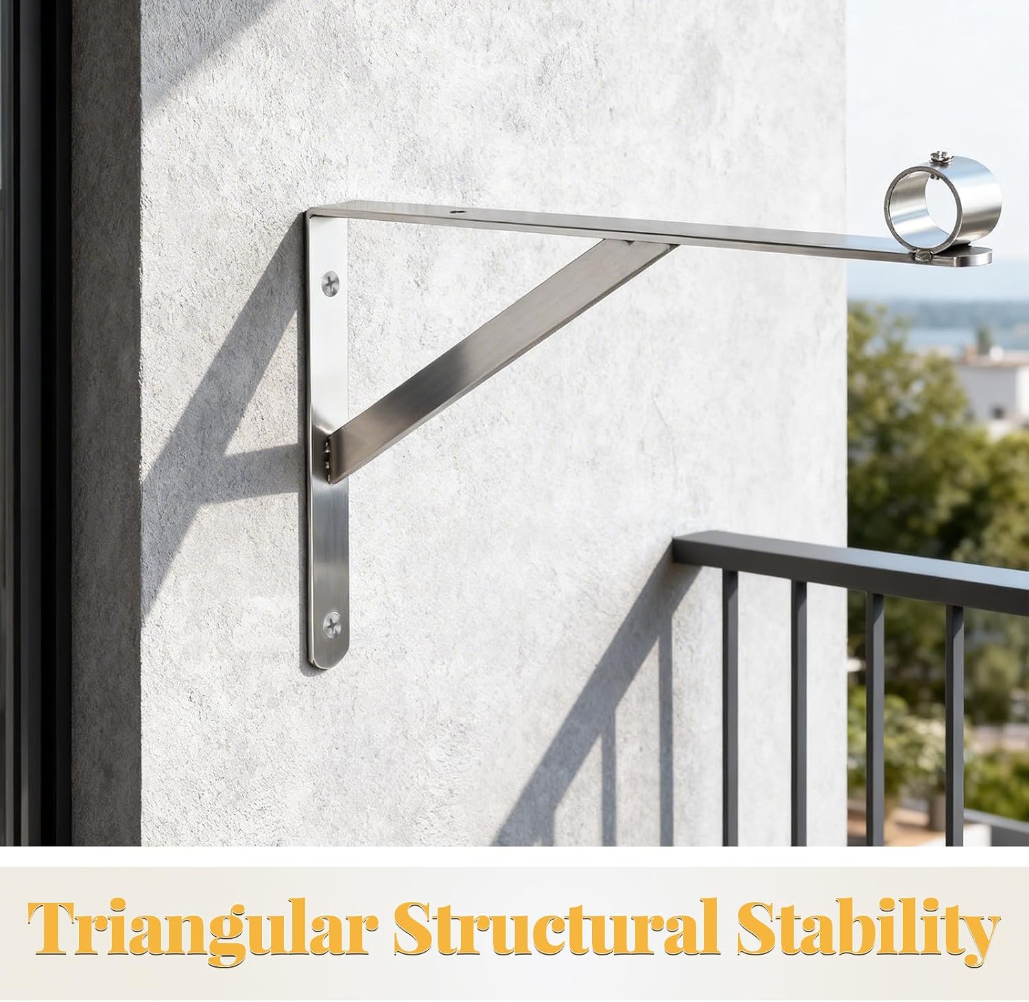 2pcs Closet Brackets for Rod - 13.8 " Stainless Steel Closet Shelves Bracket Shelving Support - Triangle Shelf Supports for Pole Rod Holder 25mm