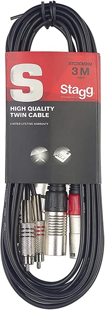 Stagg STC3CMXM 3m S Series Twin RCA Male to Twin XLR Male Cable