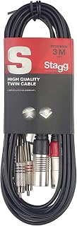 Stagg STC3CMXM S Series Twin RCA Male to Twin XLR Male Cable, Black, 3m