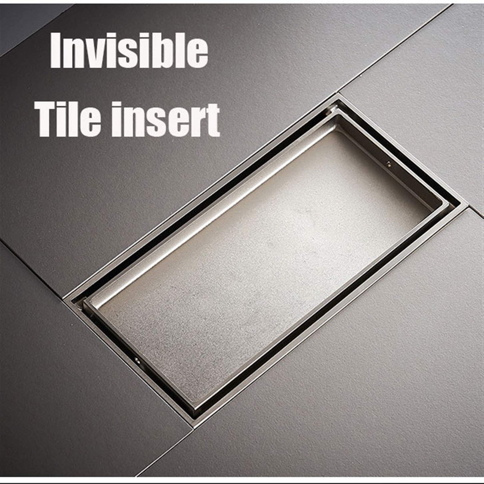 Desagüe de Ducha Rectangular Invisible con Tapa extraíble, desagüe de baño de latón con Filtro para Cocina, baño, Garaje y sótano, 7.8 x 3.9 Pulgadas (Cromo B)