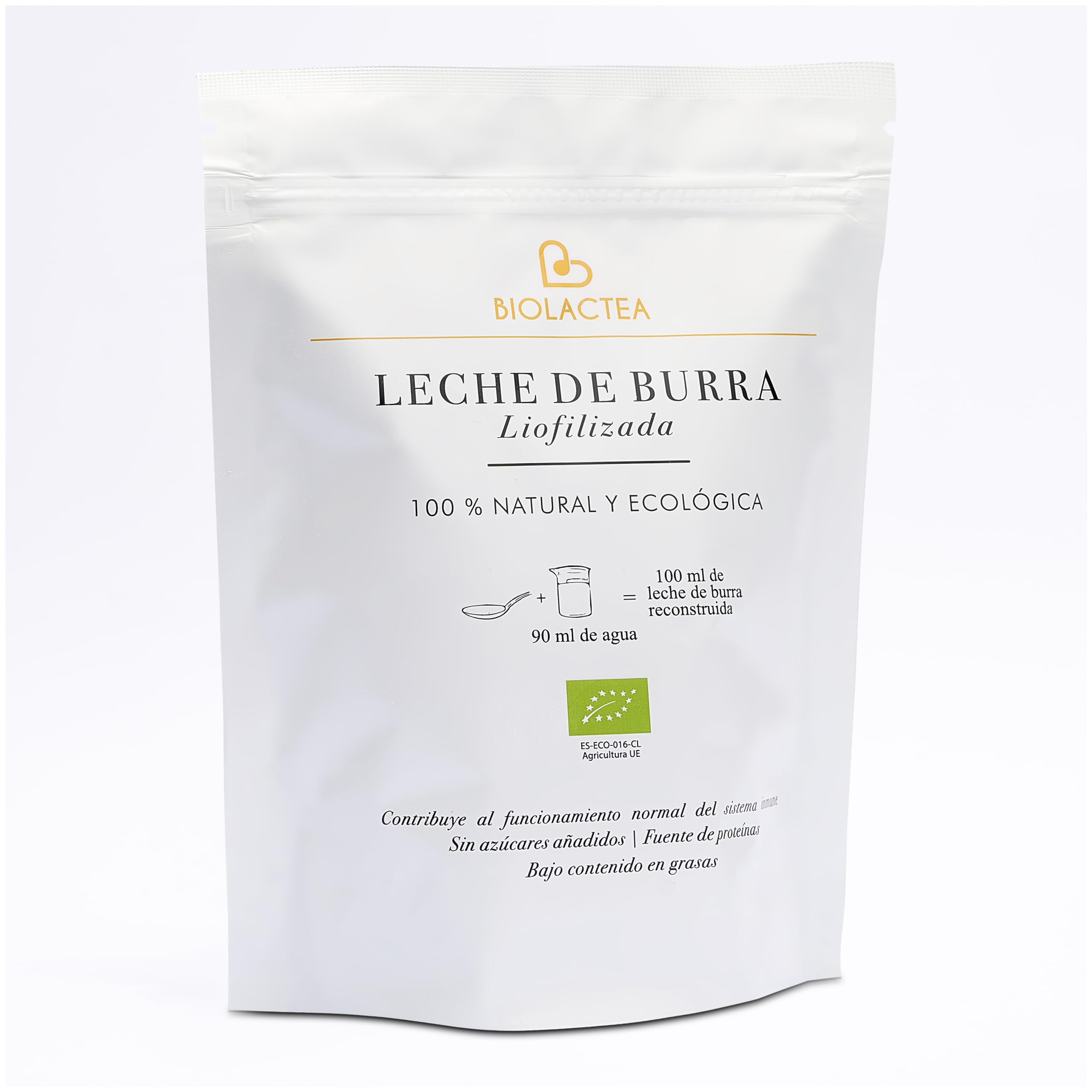 Biolactea Leche de Burra en Polvo 180 gr - Leche Pasteurizada Liofilizada Ecológica Rica en Proteínas