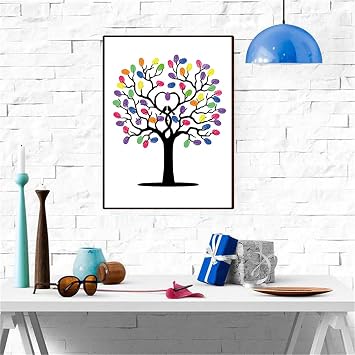 Signature Keepsake Fingerprint Tree - DIY Interactive Guest Sign-in Book Canvas Painting - Personalized Wedding Tree Guest Book. (8.2 * 11.8in)