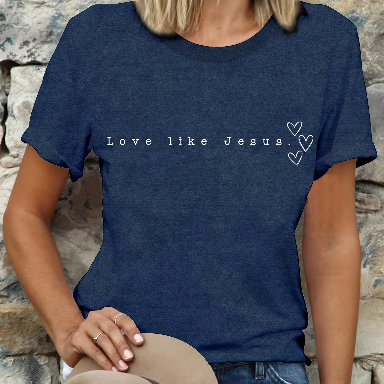 LBP Love Like Jesus Shirt Christian Minimalist Shirt for Women Faith-Based Tees Christian Tops - Image 3