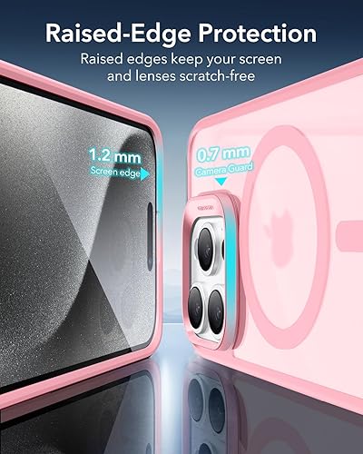 Vista 376 de ESR Funda para iPhone 15 Pro Max, compatible con MagSafe, de grado militar, negro transparente