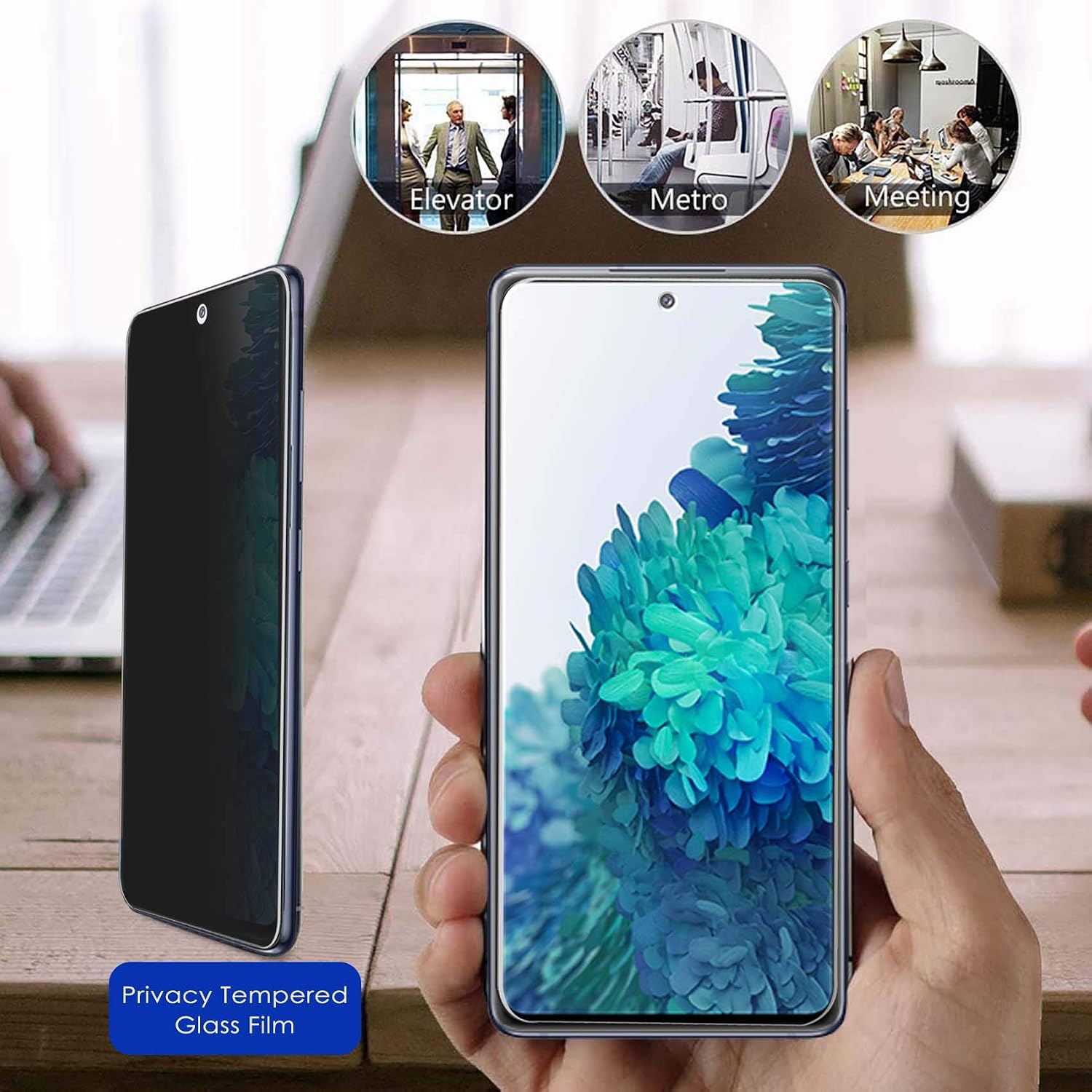 Ferilinso [4 Pack] 2 Pack Privacy Screen Protector + 2 Pack Camera Lens Protector for Samsung Galaxy S20 FE [HD] [Tempered-Glass] [Case Friendly] [Anti-Fingerprint] [Easy Installation]