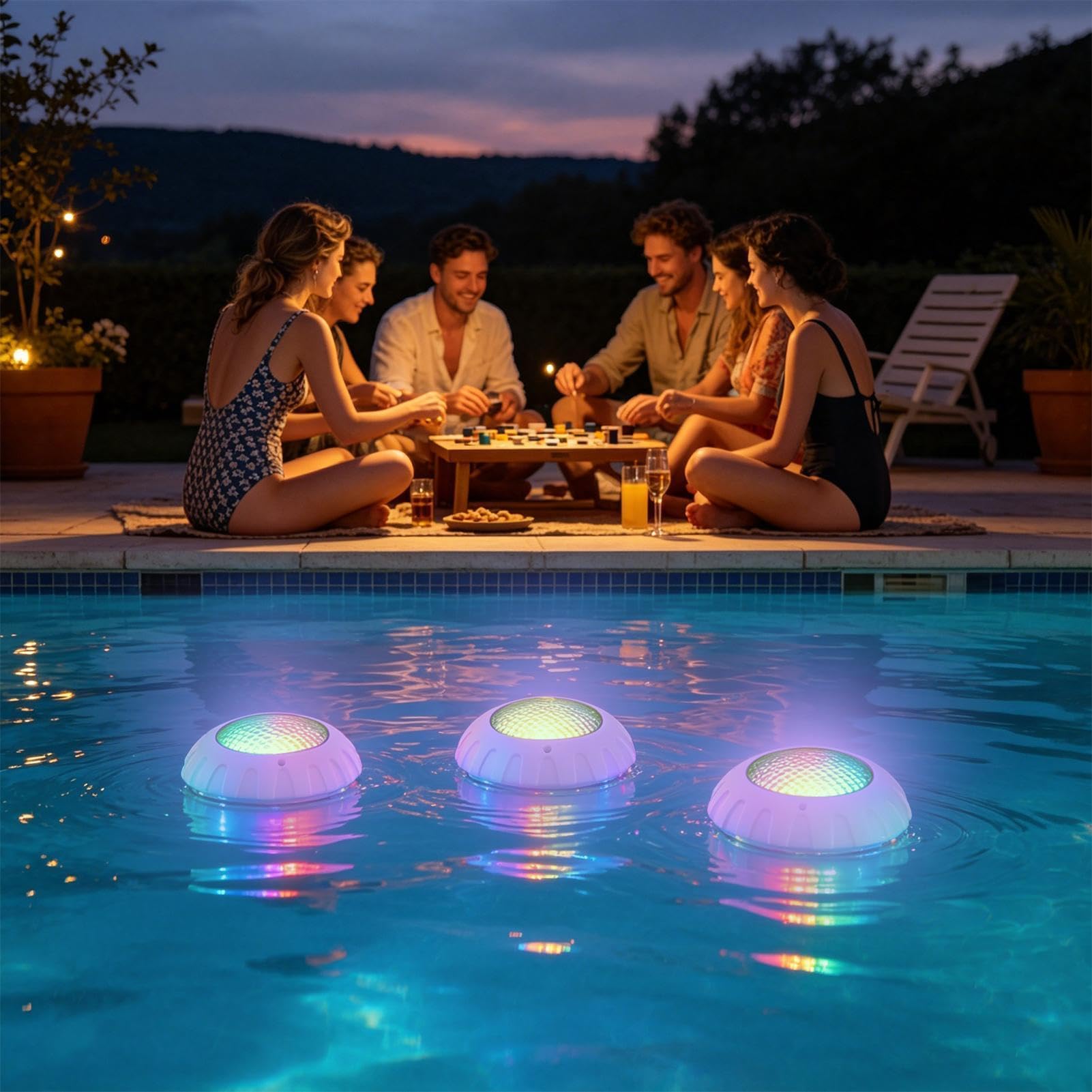 Schwimmbeckenleuchten – mit Fernbedienung, 38 W, 12 V AC, 3000 lm, schwimmende Beleuchtung für begrabene Pools, für Spa, Bad, Dusche, Party, , Garten, Teich, Außenbereich