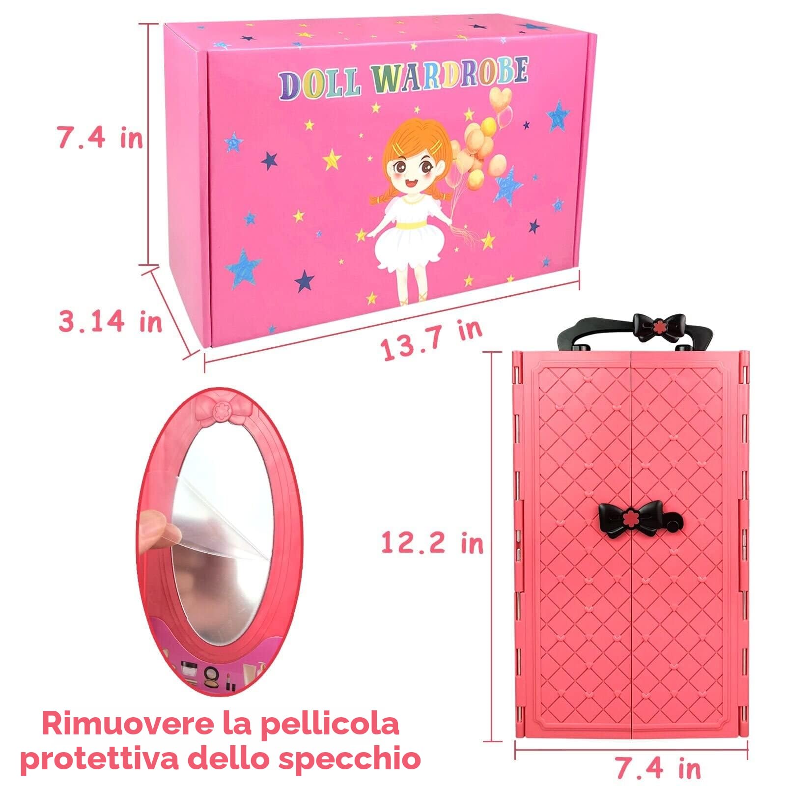 84 Vestiti e Accessori per Bambole con Armadio per bambole da 11,5 pollici Playset di design di moda bambola ragazza vestire tra cui abito da sposa abiti top e pantaloni scarpe grucce borse collane