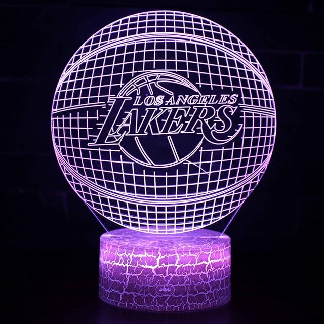 Goldmik Basketball Lamps 3D Optical Illusion Night Light with 7 Colors Table Lamp for Lakers Fans Gfit (Lakers)