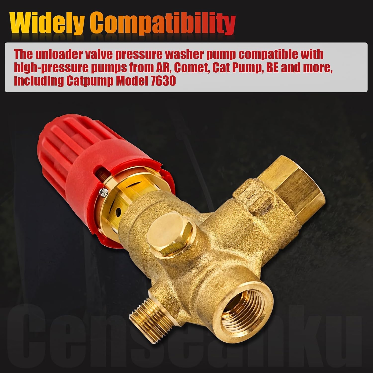 350 Unloader Valve Pressure Washer Pump with Knob Compatible with VB350, fit for AR, fit for Comet, fit for Cat pump 7630 High Pressure Pump 10.5 GPM 5650 PSI