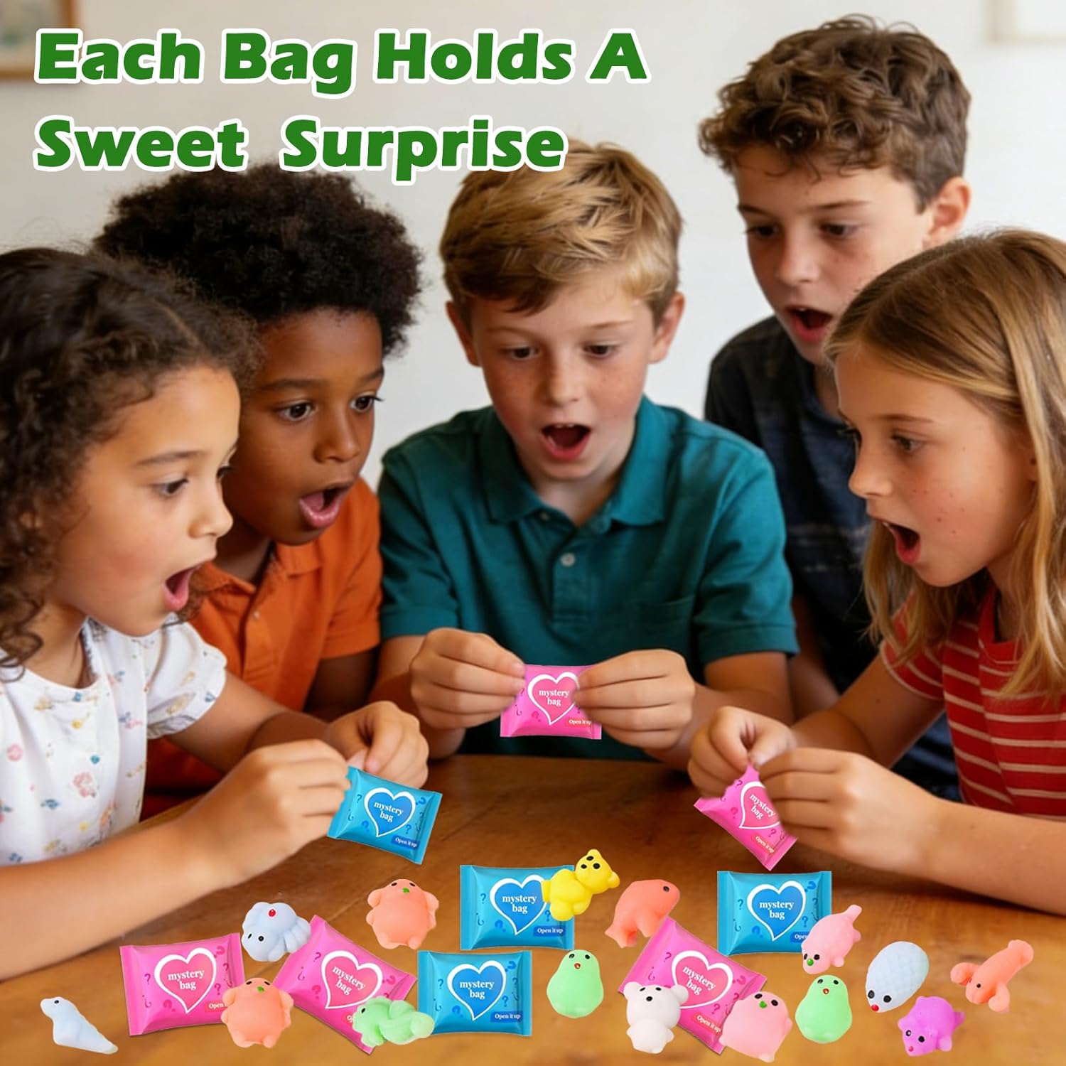 100PCS Mystery Blind Bag Squishy Toy Set, Mini Squeeze Fidget Figures Bulk Pack, Soft Sensory Surprise Toys, Tiny Animal Mini Toys for Kids, Stress Relief Fidget Toy, Party Favor Gift Collectible Set