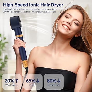 6-in-1 Professional Hot Air Styler Set with Auto-Wrap Curlers & Ionic Hair Dryer Brush, Multi Styling Tools for Curling, Smoothing, and Volumizing