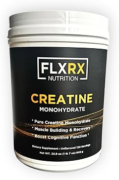 FLXRX Creatine Monohydrate 5g Per Serving | 200 Mesh Ultra-Fine Powder | Mixes Instantly, No Grit | 99.9% Pure, No Fillers | Muscle Strength, Recovery & Cognitive Support | 120 Servings