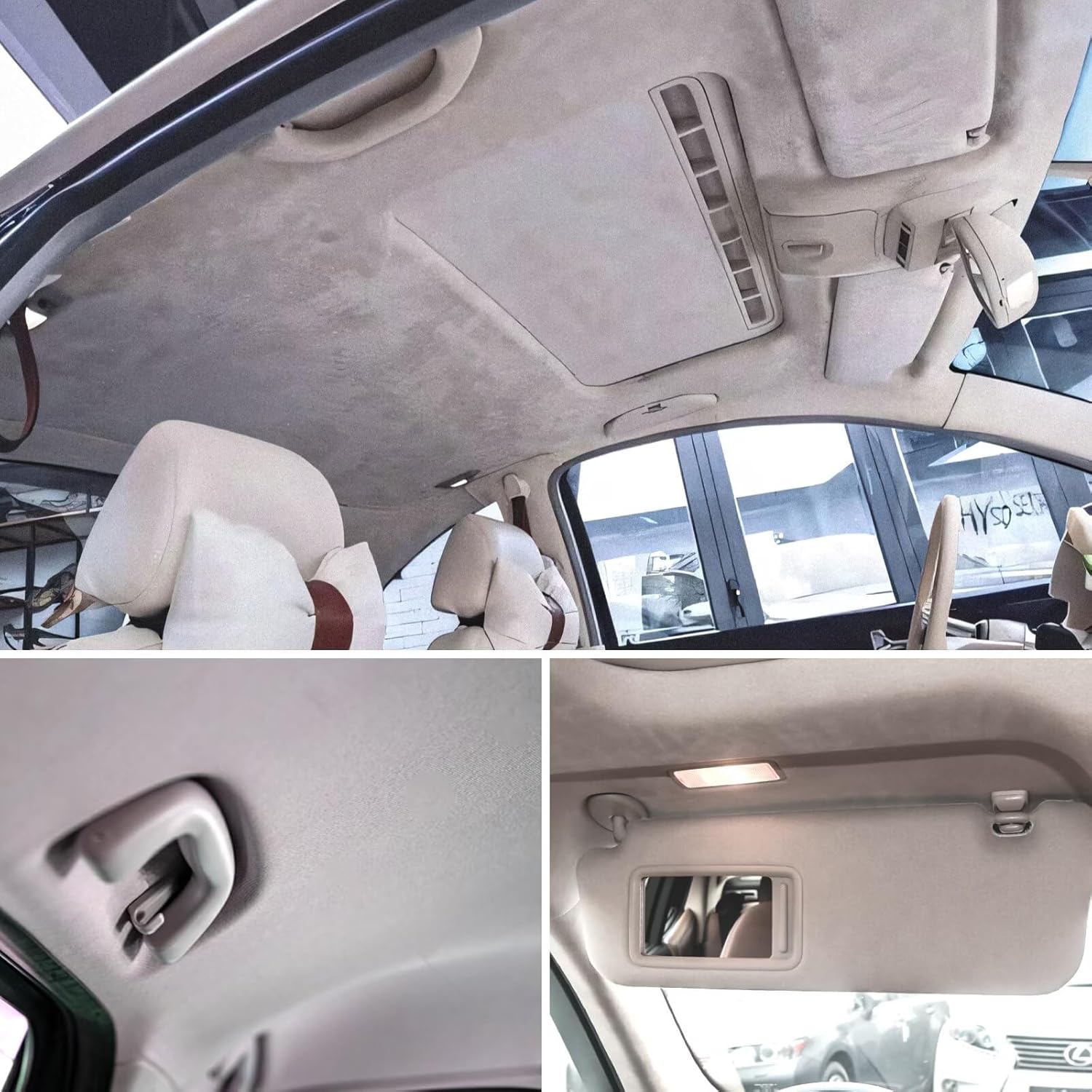 Suede Auto Headliner Fabric 123" L × 60" W with Foam Backing - Tube Packaging - Light Grey Interior Replacement Material for Car/Truck/SUV/RV Roof - Home Repair/DIY Headliner Material
