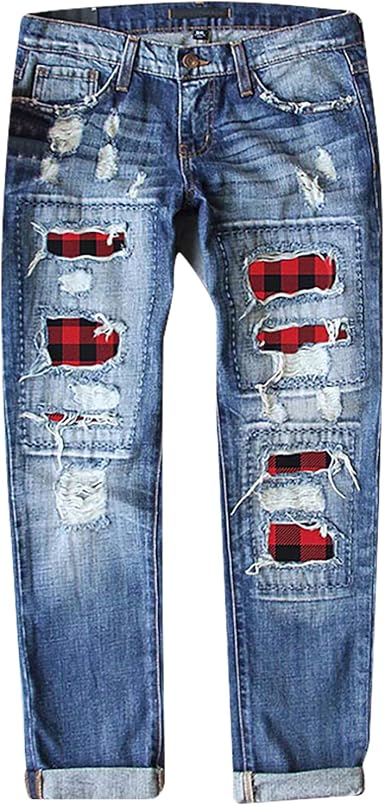 Amazon.com: Womens Pants Ripped Zipper 