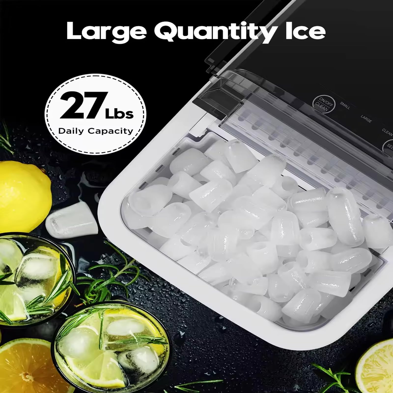 Genérico Máquina de Hielo, 9 Cubitos listos en 6 Minutos, fabricación de Hielo remota con Limpieza automática, máquina de Hielo de encimera para el hogar