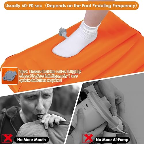 Miniatura 5 de Almohadilla de dormir extra gruesa de 4.8 pulgadas, almohadilla inflable para dormir con almohada, 78 x 27 pulgadas, almohadilla de colchón