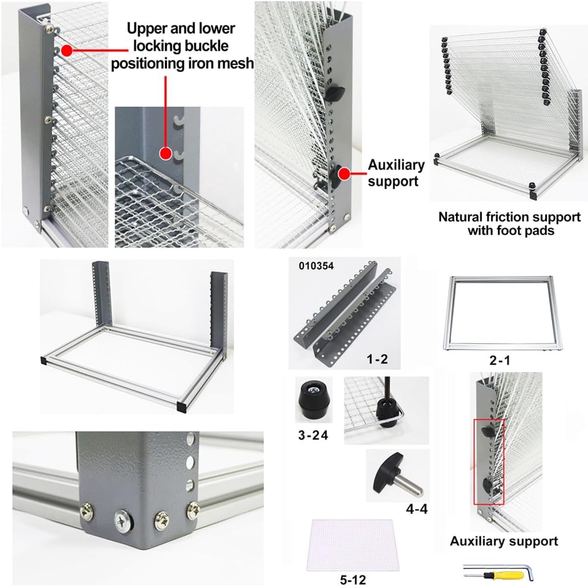INTBUYING Art Drying Rack 12-Tier Adjustable Metal Frame for Paint Art Storage & Classrooms Art Studios with Non-Slip Foot Pads