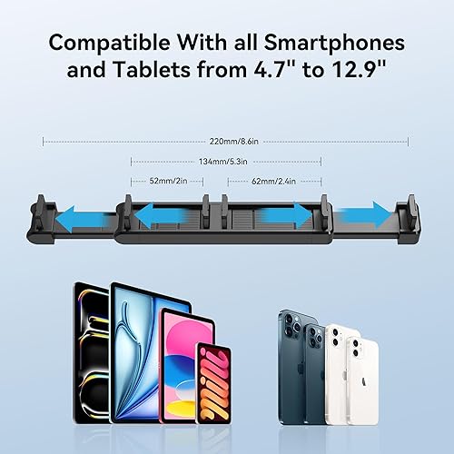 Miniatura 7 de Soporte de piso para tableta, soporte de piso para iPad con ángulo y altura ajustable, soporte para iPad y teléfono de doble dispositivo 2025,