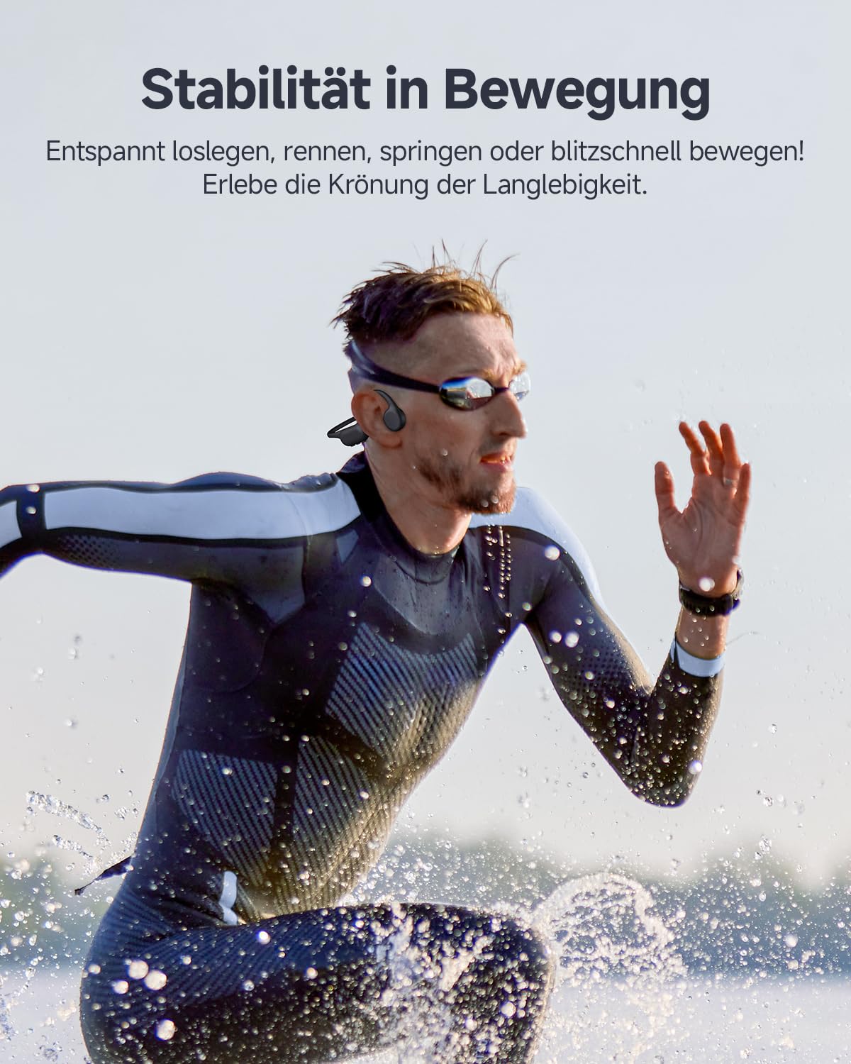 Knochenschall Kopfhörer Schwimmen Bluetooth 6.0, 32GB Speicher | IPX8 Wasserdichter Kopfhörer mit MP3-Player, 10H Laufzeit, Offene Sportkopfhörer für Schwimmen / Fitness / Laufen / Radfahren