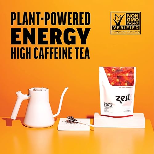 Miniatura 78 de Zest Tea - Té caliente premium de energía, mezcla de alta cafeína natural y saludable sustituto del café negro tradicional, 150 mg de cafeína por