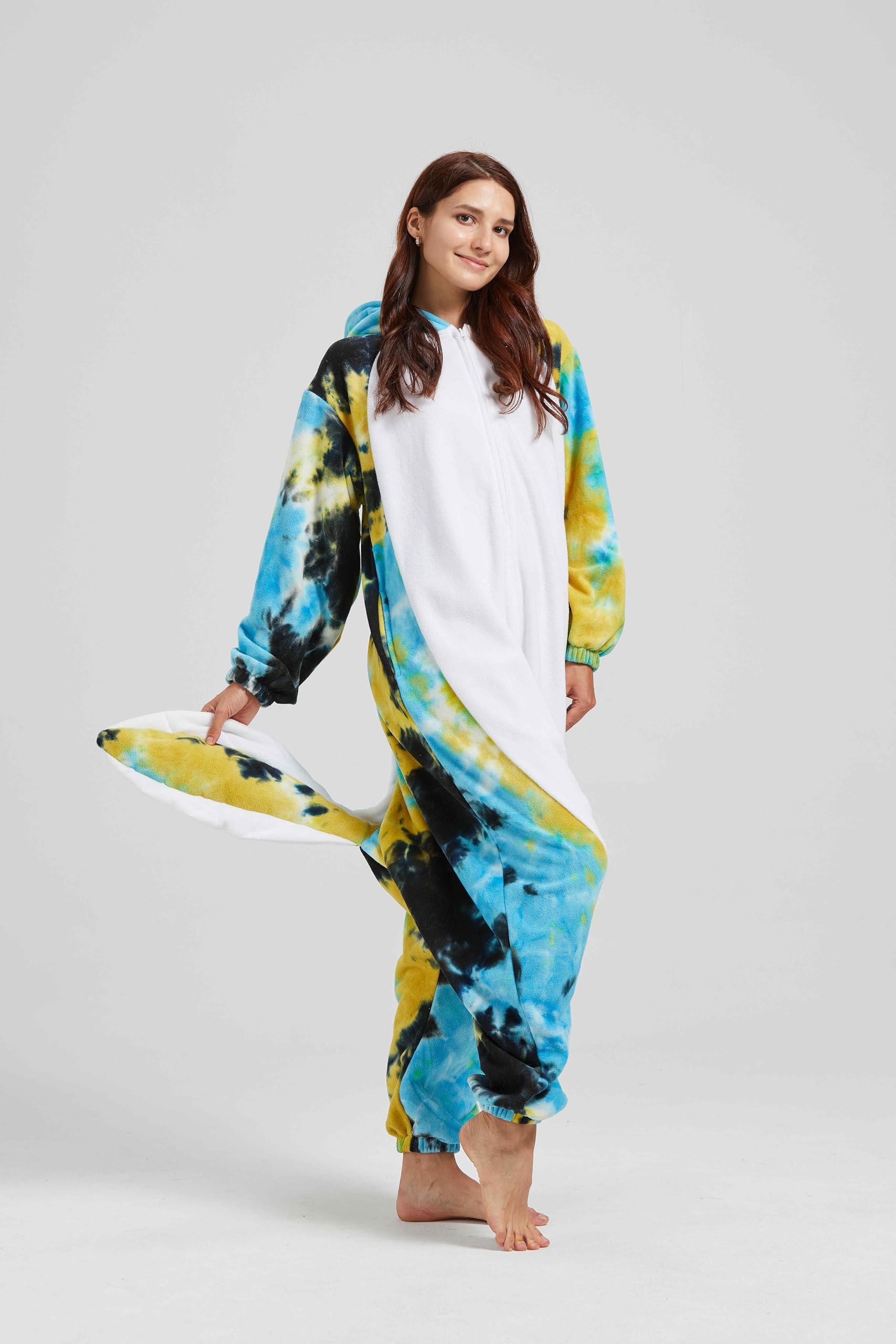 SimZoo Axolotl Tier-Einteiler-Pyjama für Erwachsene, Herren und Damen, Unisex-Hauskleidung Einteilige Cosplay-Kostüm, Nachtwäsche