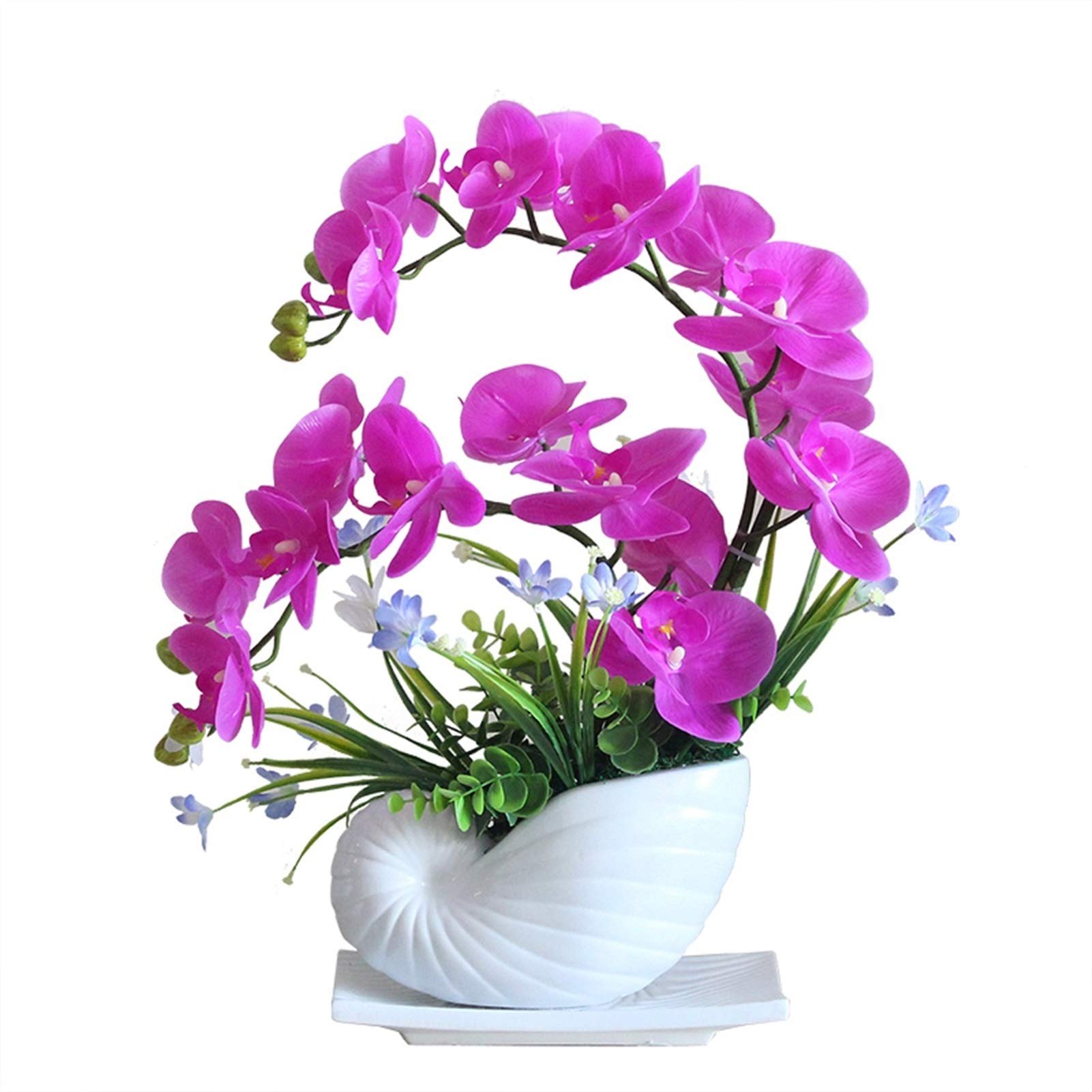 MYUYEE Artificial Flower In Pot Artificial Flowers With Planter Phalaenopsis Flower Artificial Plants In Vase Fake Flower Potted For Living Room Bonsai Artificial Plant Flower A