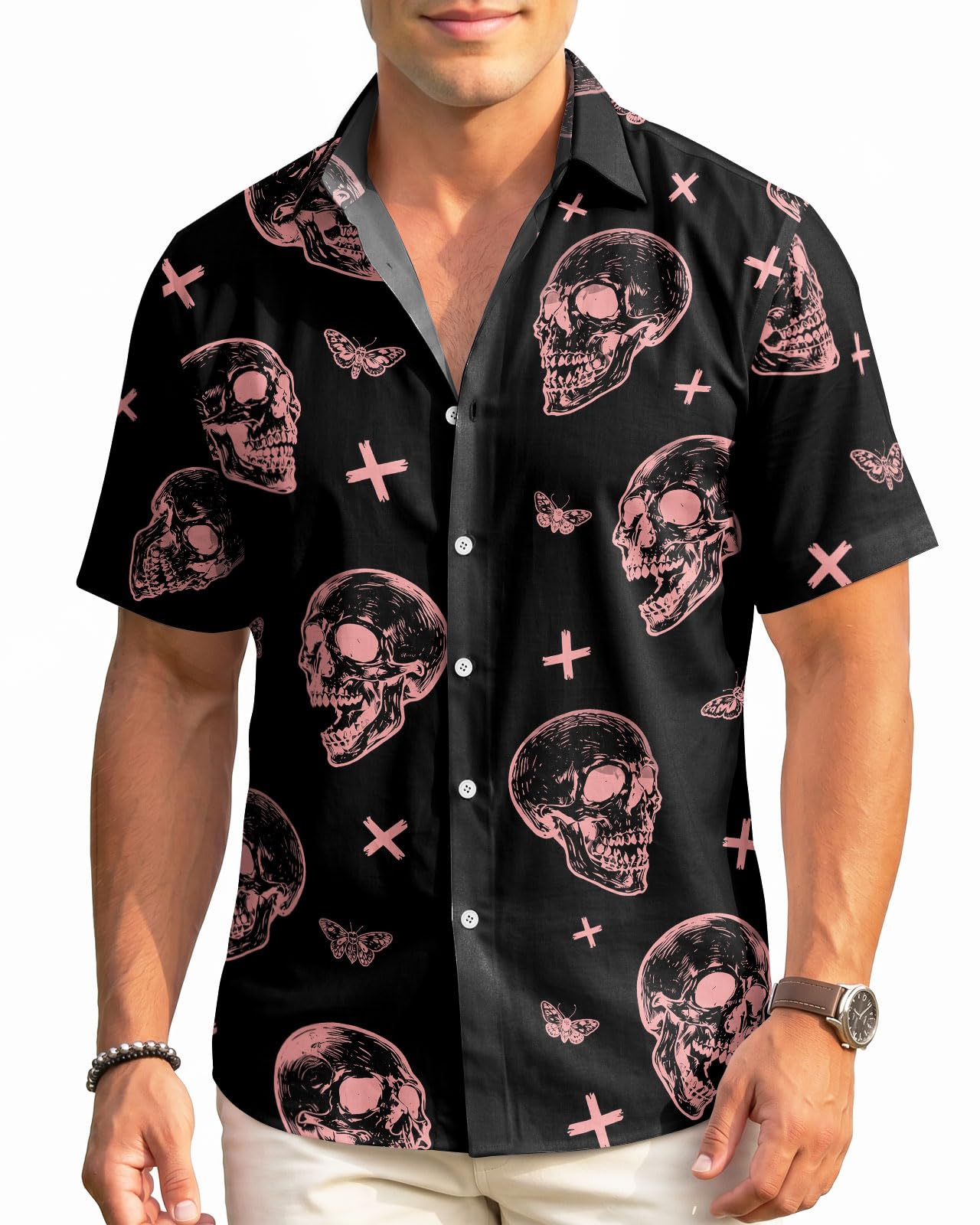 99TIMORO Funny Film Summer Button Down Shirt Men Short Sleeve Top | Movie Character Hawaiian Shirts for Men Lightweight Breathable Beach Vacation Business Casual Summer Gifts Classic Fit