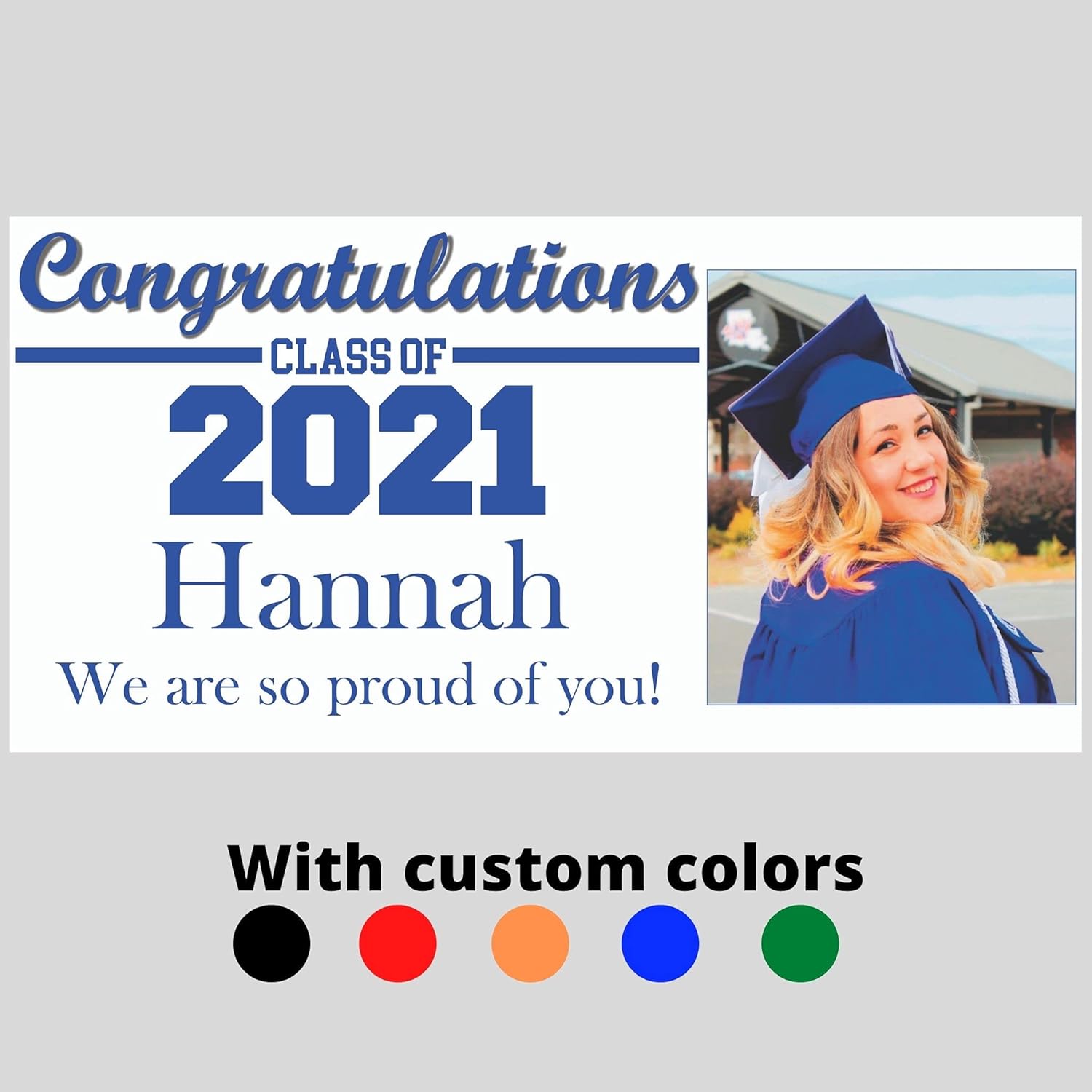Copy King Class of 2026 Graduation Banner, Custom Photo Personalized - 24" x 48"