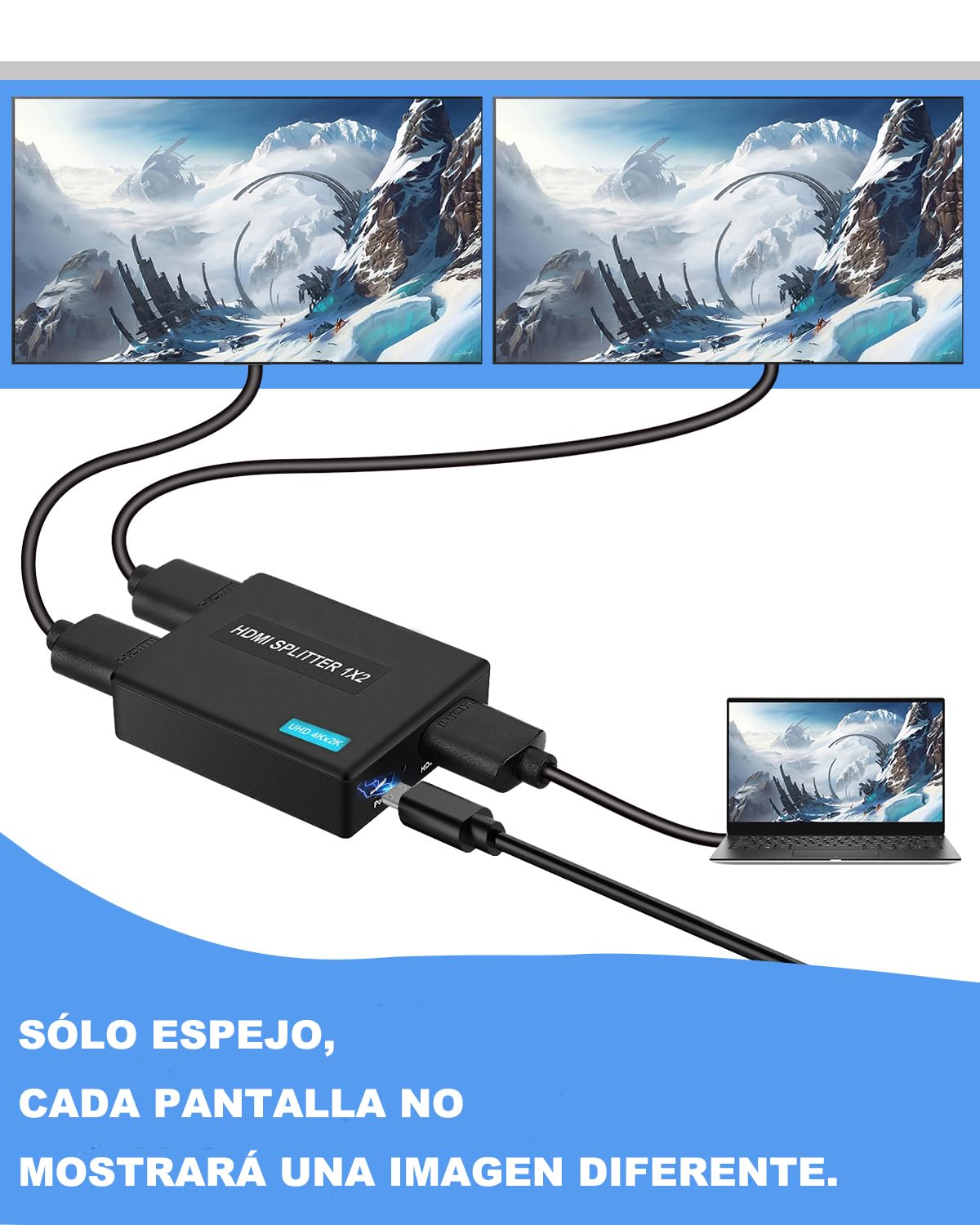 2 Cavi HDMI 2 In 1 Sdoppiatore Da 1 Ingresso A 2 Uscite | Adattatore HD 30 Cm