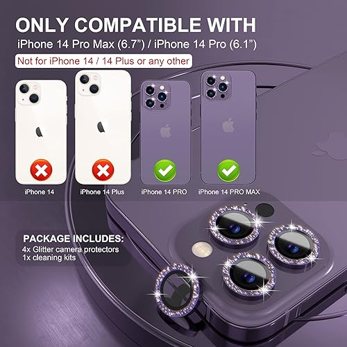 Miniatura 166 de Choiche Protector de lente de cámara compatible con iPhone 14 Pro/iPhone 14 Pro Max, protector de pantalla de vidrio templado 9H, accesorios
