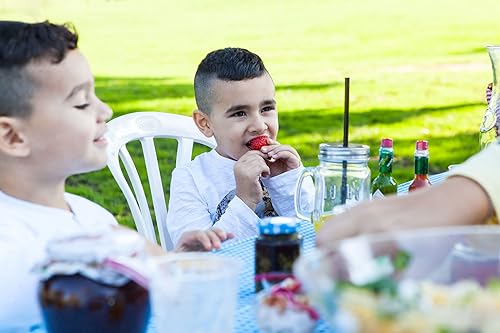Miniatura 4 de Mantel de picnic elástico a cuadros azules en la esquina para mesa plegable, mantel rectangular de 4 pies, 48 x 24 pulgadas, mantel rectangular para