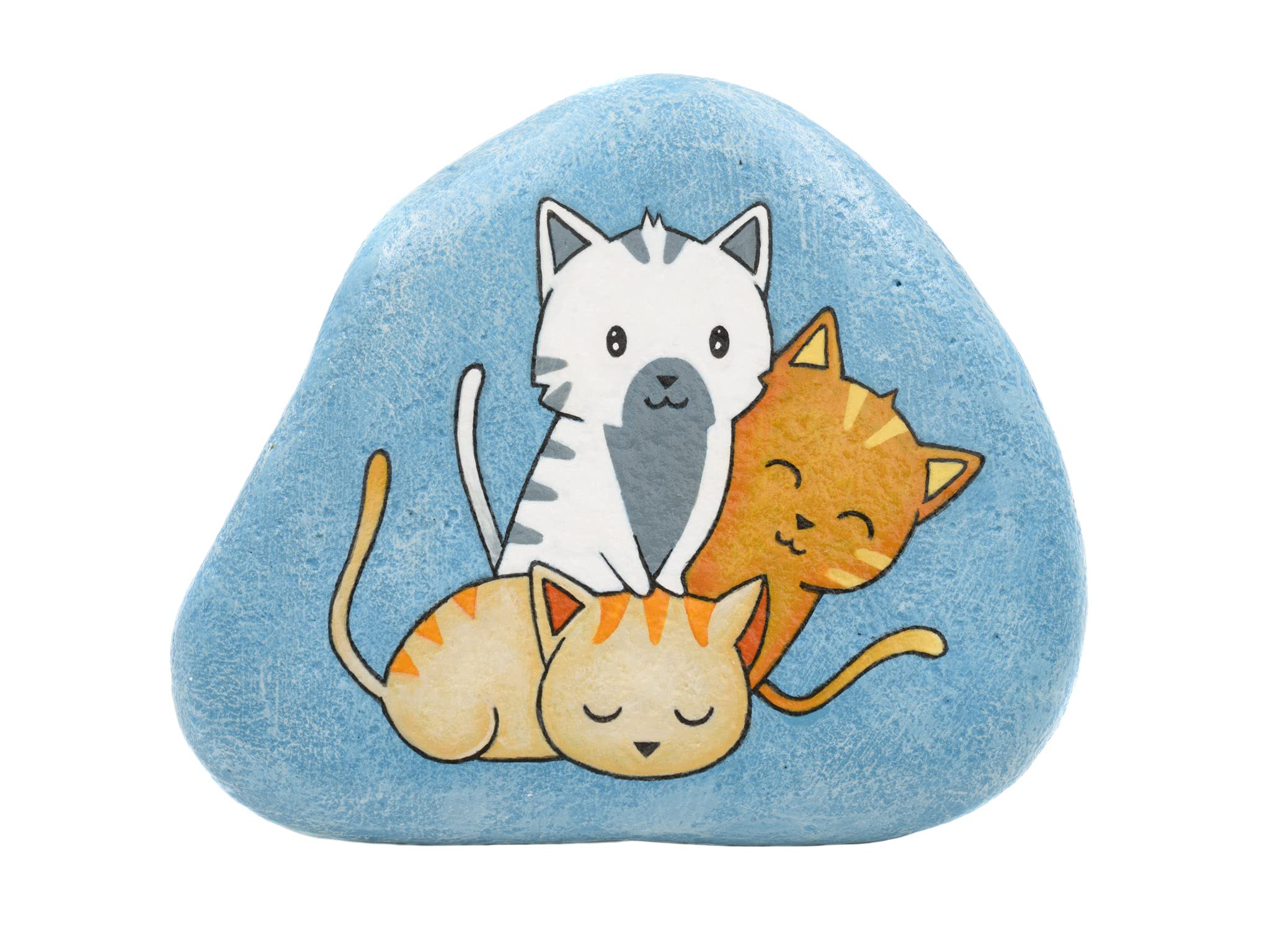 Famiglia di Gatti, Sasso Dipinto a Mano, Gatti Dipinti