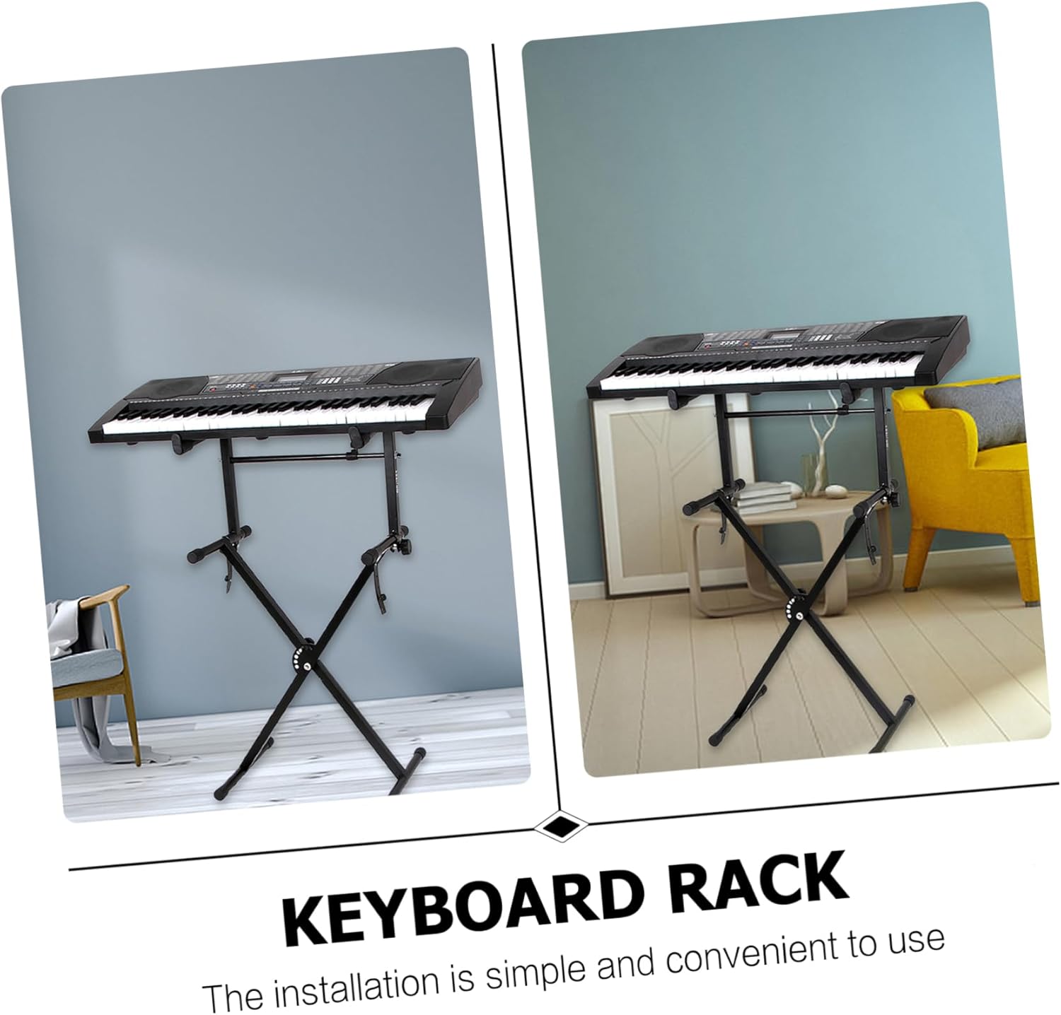 Mikinona Electronic Organ Stand Double Keyboard Stand Piano Keyboard Rack Heavy Duty Sturdy Construction Rubber Pad