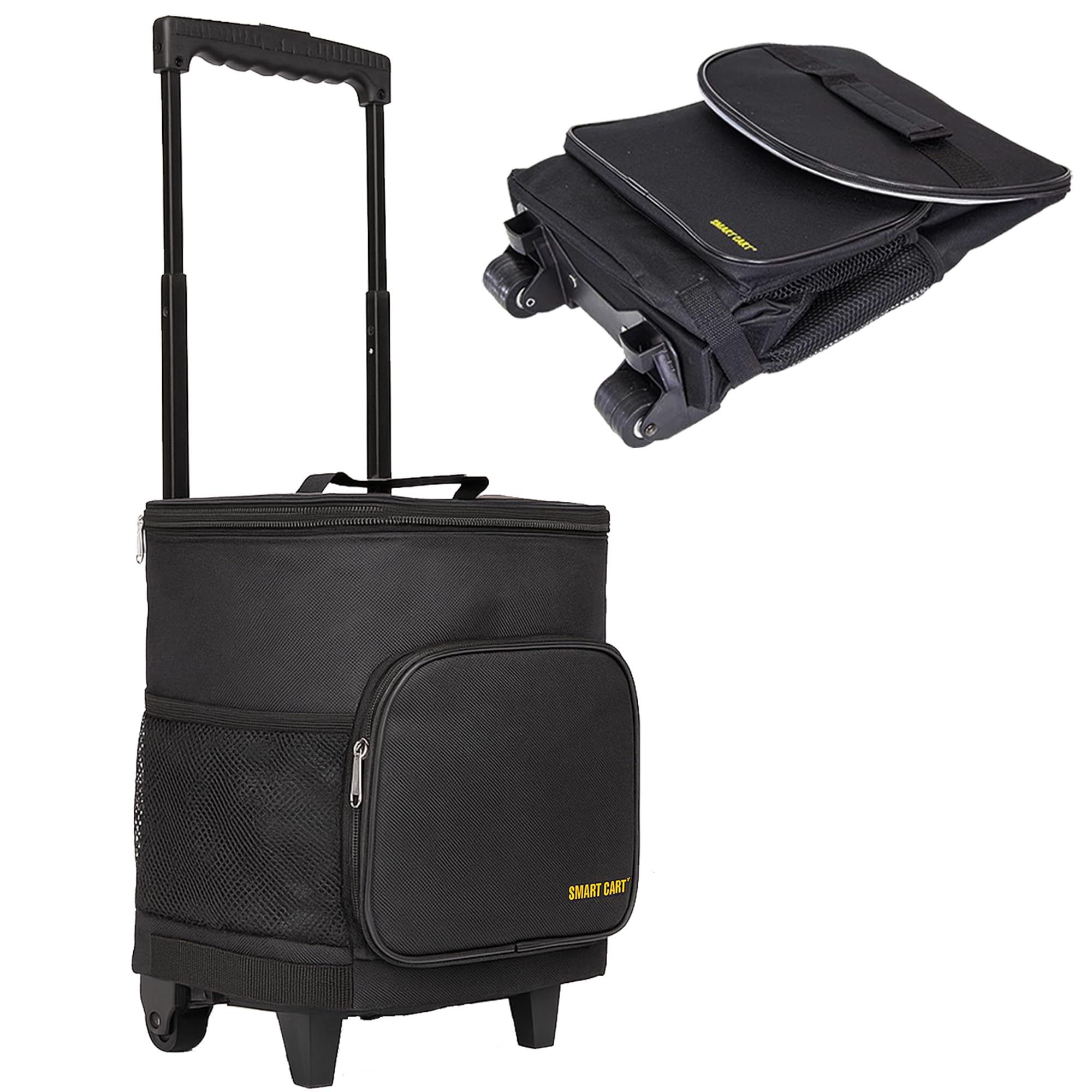 Nevera tipo carro inteligente ultra compacta, con aislamiento, de color negro, con plataforma trasera, plegable, para barbacoa, playa, verano.