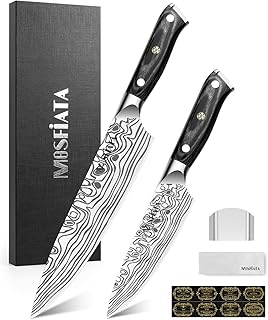 MOSFiATA Kochmesser Set, 6 Zoll Universalmesser und 9 Zoll Küchenmesser aus EN1.4116 Stahl Für Schneiden, Hacken, Würfeln