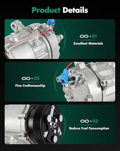 Miniatura 6 de SCITOO Compresor CA CO 1206JC Compatible para VW para Tipo 1 para Jetta para Golf 1.8L 2.0L 1998 1999 2000 2001