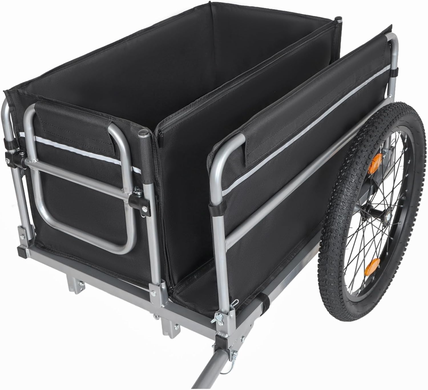 Bike Cargo Trailer, 110lbs Load Capacity, Heavy-Duty Bicycle Wagon Cart, Foldable Compact Storage, Universal Safe Hitch System,