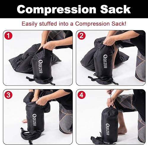 Miniatura 44 de Saco de dormir ultraligero para adultos con 600 de potencia de relleno, saco de dormir compacto con saco de compresión para mochileros, senderismo