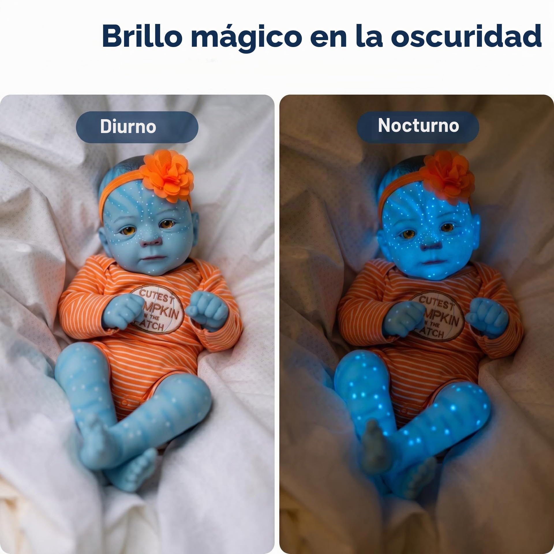 Pinky Reborn Muñecas Reborn Realistas 19 Pulgadas Ojos Amarillos Muñeca Elfa Recién Nacida Niña Avatar Juguetes Brilla en la Oscuridad