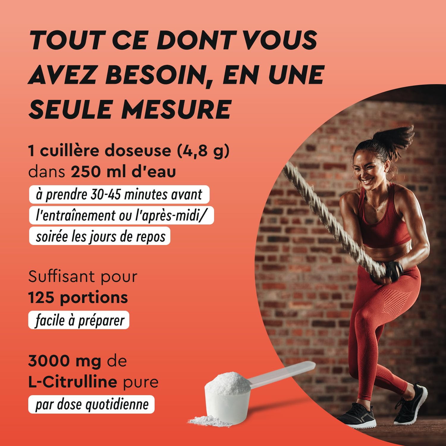 L-Citrulline Malate 2:1 en Poudre 100% Pure, Acide Aminé Hautement Dosé, 3000 mg de Citrulline par Dose Quotidienne (125 Portions), Booster Musculation et Fitness, Testé en Laboratoire, Vegan