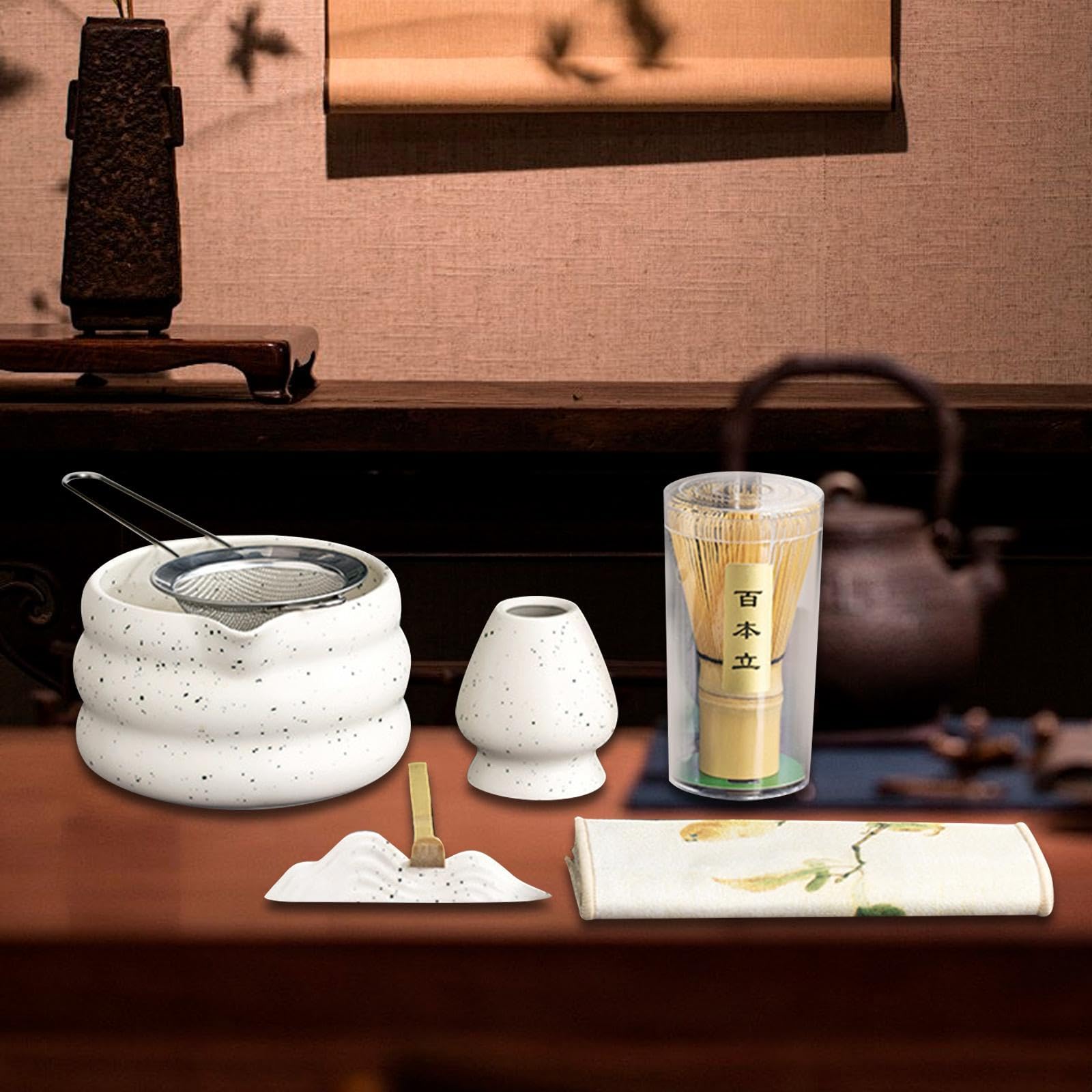Amazon｜Fonowx 抹茶セット 最高級品質 日本製, 白｜カップカバー 