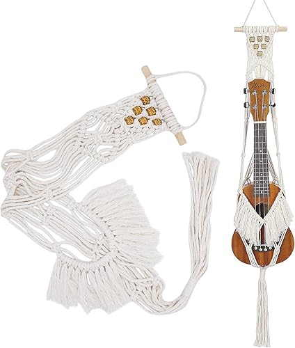 Miniatura 6 de majowir Colgador para ukelele macramé (estilo-005, soprano)