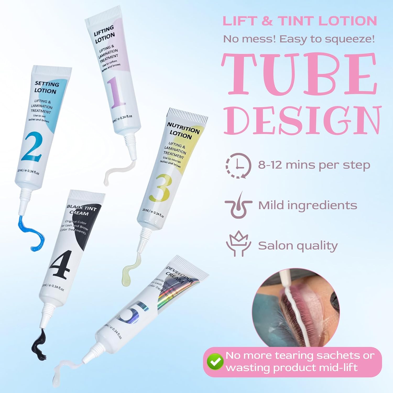 Lash Lift and Black Kit, Eyelash Lift and Color Strong Hold Lash Lift Glue 4 Weeks Curl & Natural Darker Black Lashes, Beginner-Friendly Salon Results